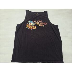 Trader Bay Island Time Mens XL Graphic Tank Top Tropical Vacation Sleeveless
